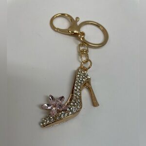 Bag Charm High Heel Key Holder with Pink Flower 🌸